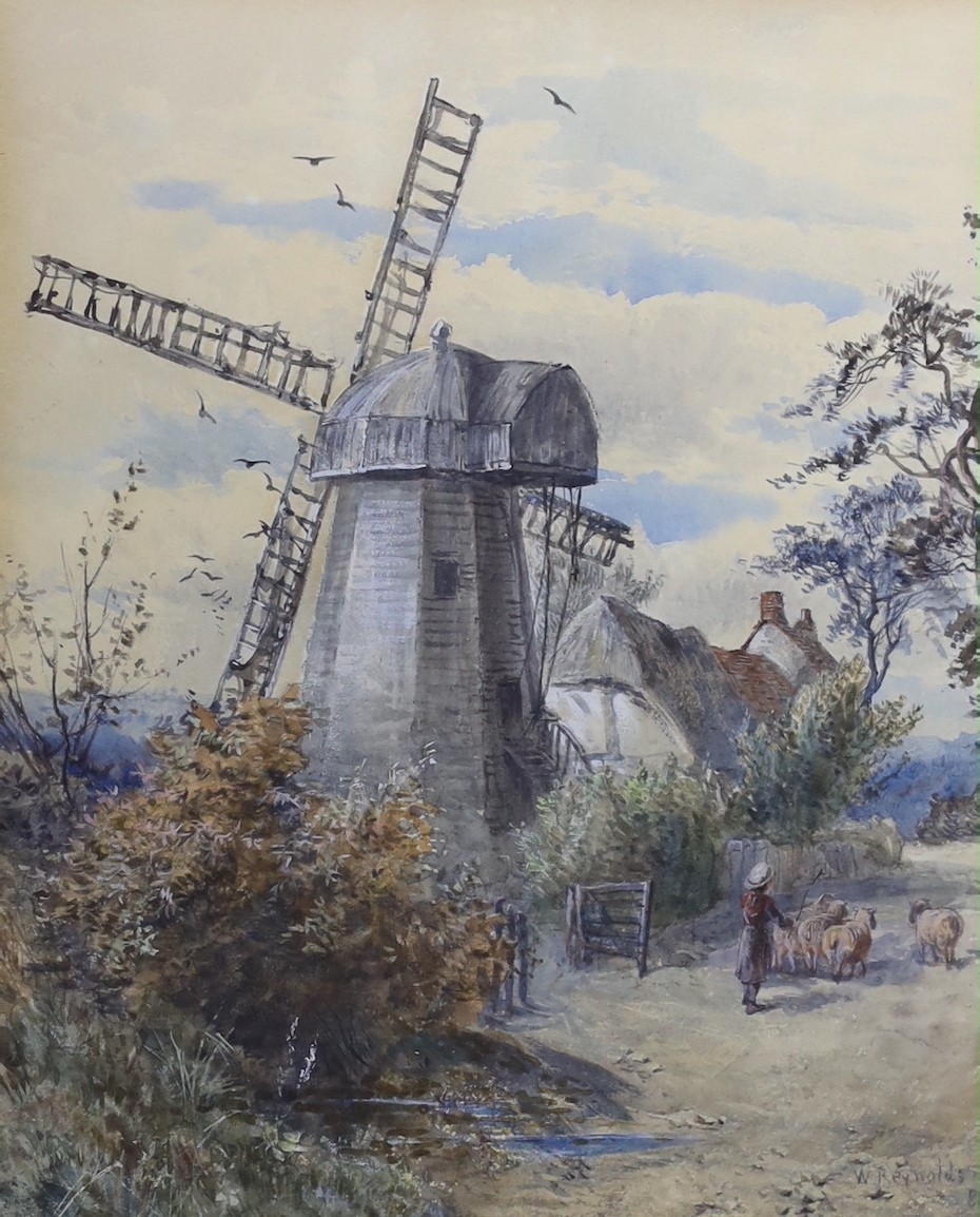 Walter Warwick Reynolds (fl.1859-1885), watercolour, 'Ridgeway Windmill, Enfield’, signed and dated '84, 20 x 16cm